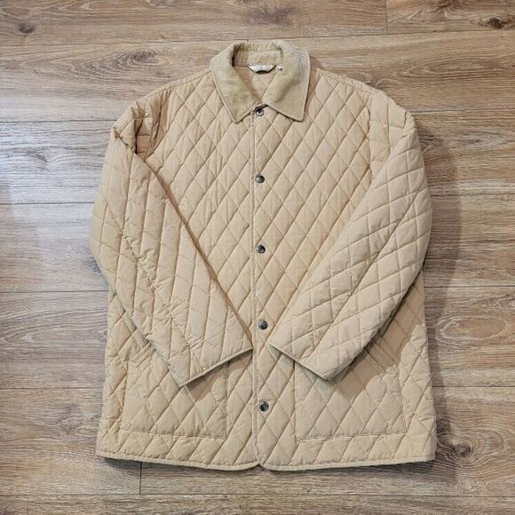 1 Madison Chore Jacket Women's Quilted Tan Sz Large Light Puffer Pockets - Picture 3 of 9